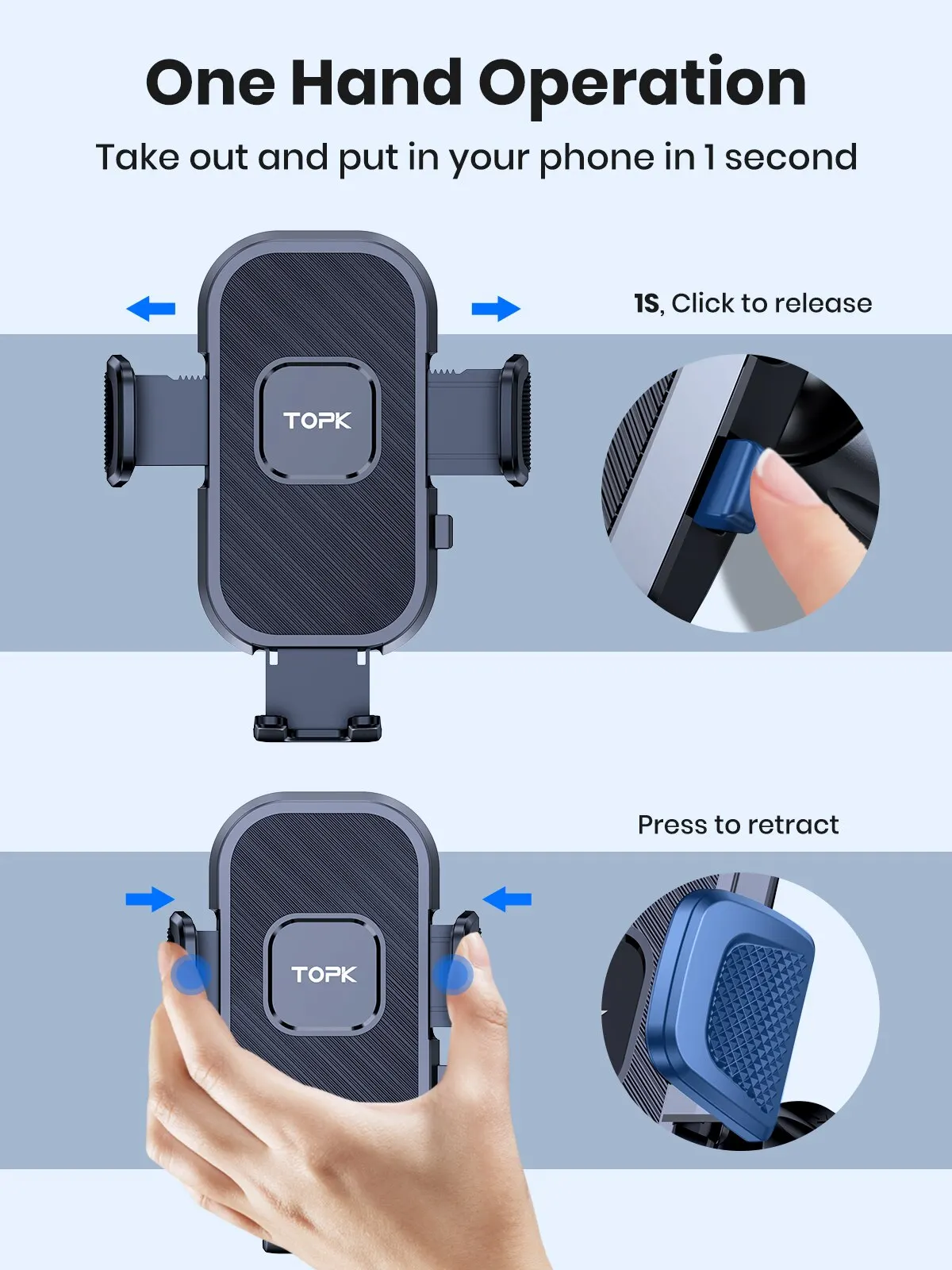 TOPK Soporte para coche por gravedad iPhone, Xiaomi, Samsung - imagen 4