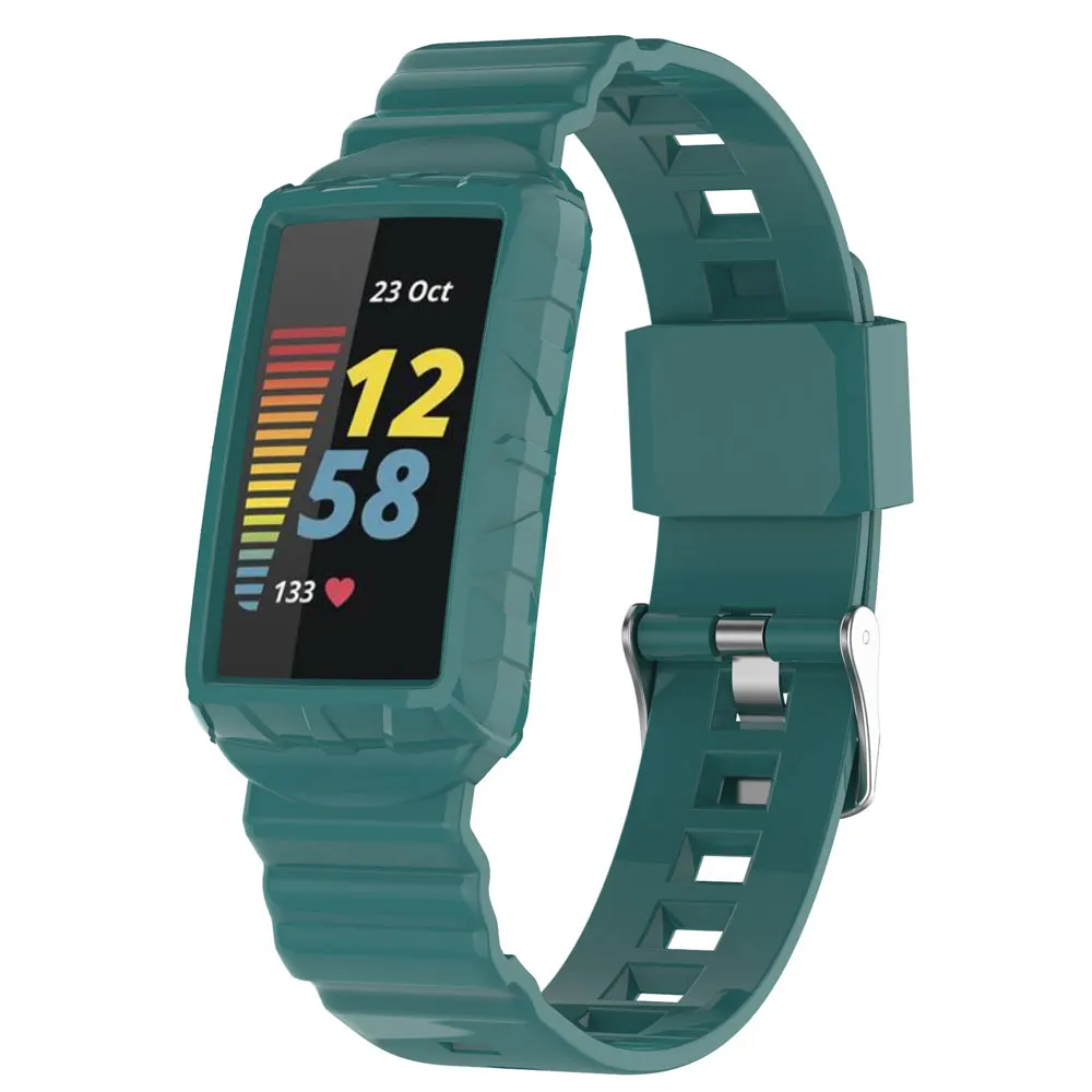 Correa de reloj de silicona 2 en 1 + funda para Fitbit Charge 6 5 4 3 pulsera de reloj inteligente funda protectora de carcasa completa correa de muñeca - imagen 2