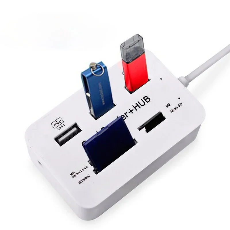 Hub portátil todo en uno USB 2,0 3 Porte Con Lettore Di Schede USB Combinato por MS/M2/SD/MMC/TF por Lettore Di Schede por PC