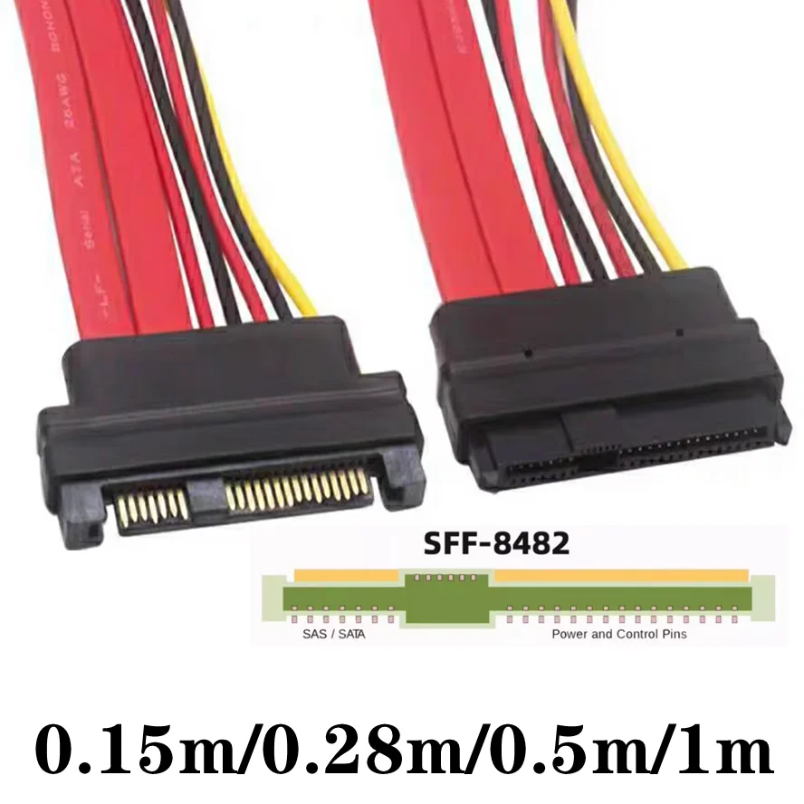 SFF-8482 SAS 29Pin Cable de extensión macho a hembra servidor Panel de disco duro Cable adaptador de plano posterior SAS 29PIN a sata Cable de 22 pines - imagen 2