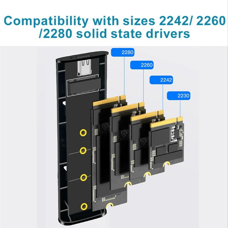 Caja ULBS M2 SSD protocolo Dual Nvme SATA carcasa de unidad de estado sólido 2 en 1 USB C 3,1 Gen2 10Gbps a caja SSD Pcie M.2 - imagen 3