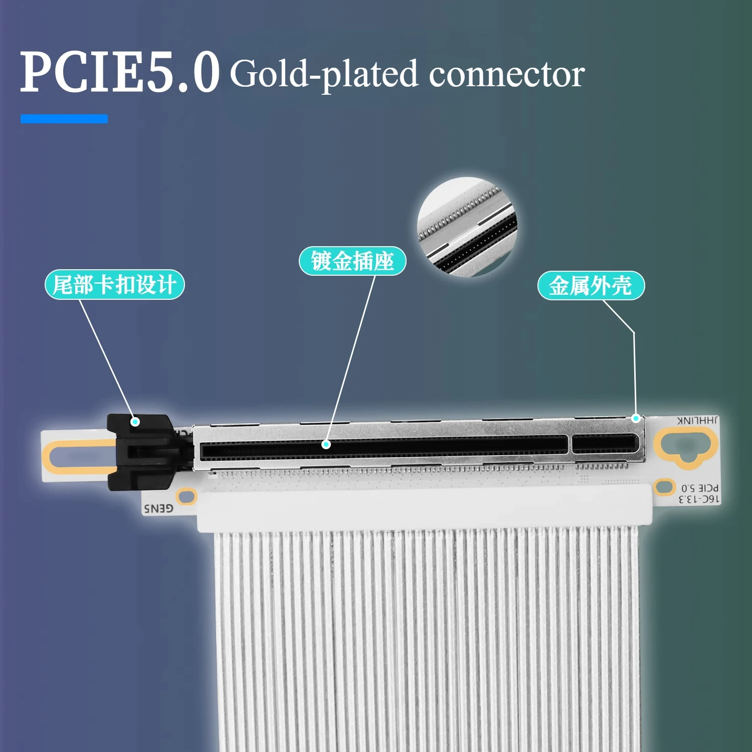 Nuevo Cable elevador PCIE 5,0 16X blanco de 10-50CM PCI Express 5,0 extensor de tarjeta gráfica Flexible Gen5 de alta velocidad 90 °   Adaptador GPU - imagen 5