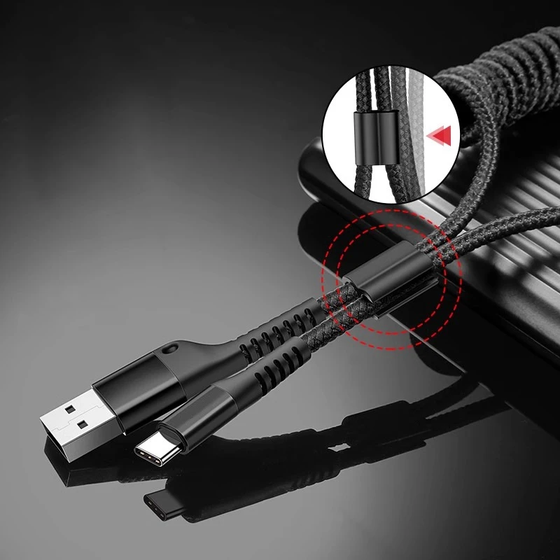 Spring Car Carplay Cable For iPhone16 Pro Max Huawei Xiaomi Mobile Phone Flash Charging Typec Fast Charging - imagen 4