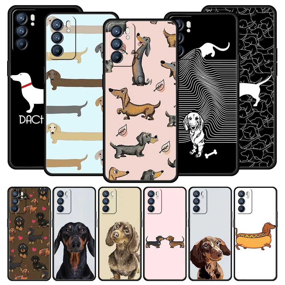 Funda de teléfono Dachshund salchicha perro para Oppo Reno8 Reno7 Reno6 Pro A54 5G Find X6 X5 A53 A52 A9 A15 A95 A17 A16 A74 A57 A31