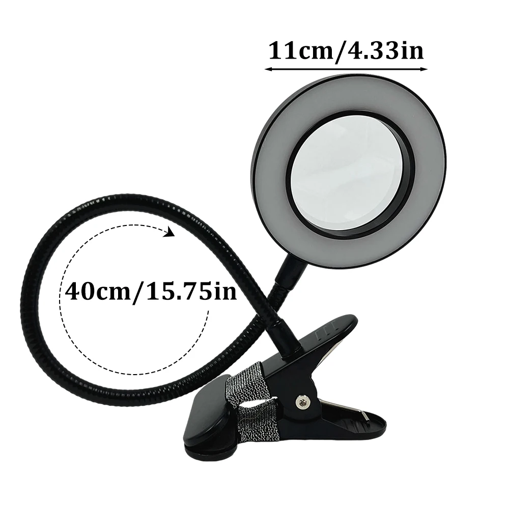 Lupa Led tipo Clip, luz de belleza para uñas, luz fría USB, equipo antideslizante, abrazadera, lámpara de escritorio portátil de vidrio - imagen 4