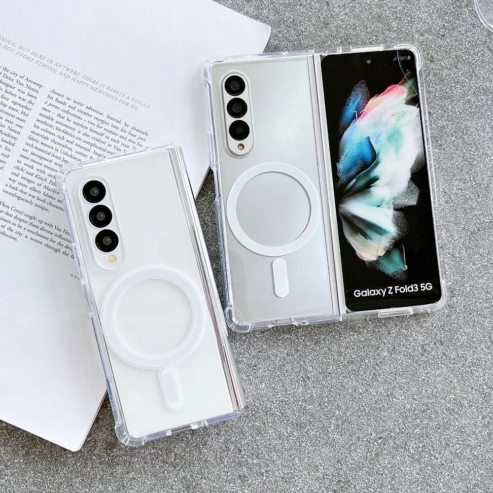 Funda a prueba de golpes para Samsung Galaxy Z Fold 5 4 3 5G, cubierta magnética suave y transparente, carga inalámbrica, carcasa Magsafe - imagen 5