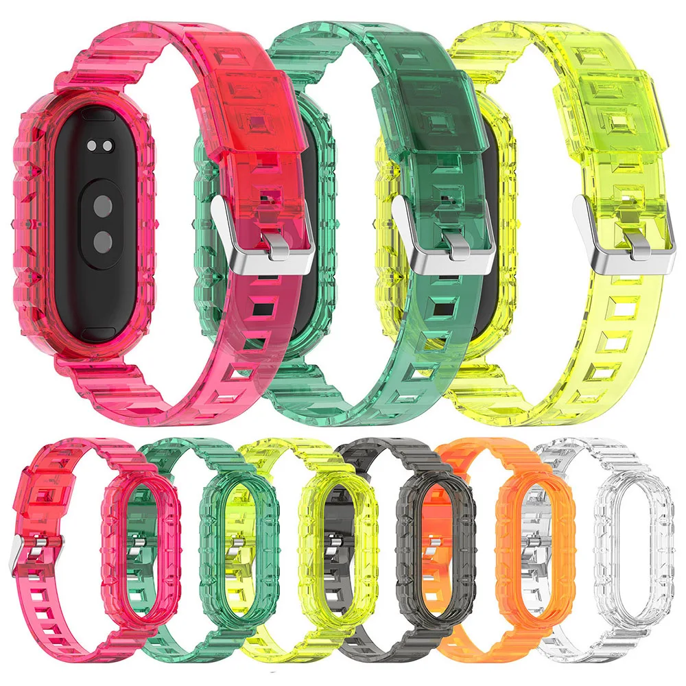 Muñequera transparente integrada para Xiaomi Mi Band 9/8/7/6/5/4/3, correa transparente de TPU para pulsera Mi Band 3/4/5/6/7/8 - imagen 2