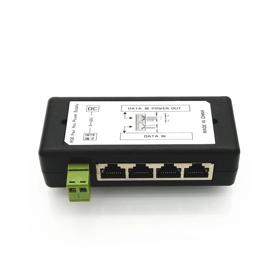 4 puertos 8 puertos inyector PoE adaptador de corriente PoE fuente de alimentación Ethernet Pin 4,5(+)/7,8(-) entrada DC12V-DC48V para cámara IP