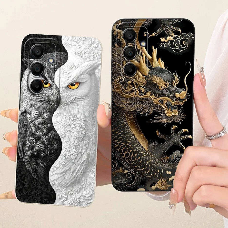 Para Samsung Galaxy A56 5G funda A16 A26 A36 Cool Owl Dragon funda de teléfono pintada para Samsung A16 A 26 56 Galaxy A36 bolsas de cubierta suave - imagen 3