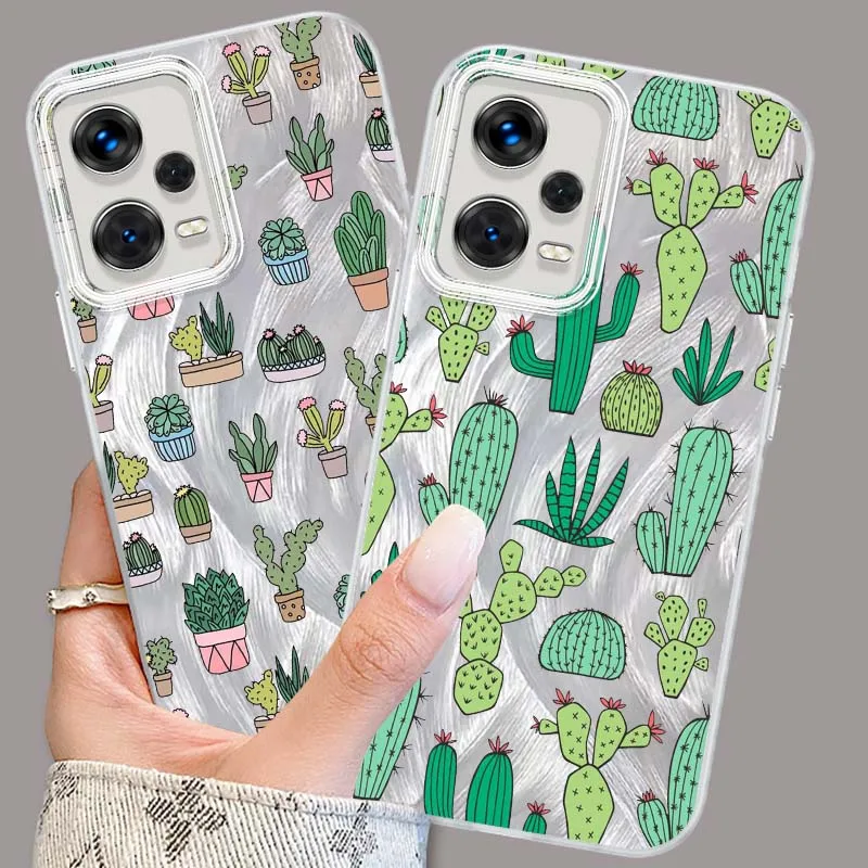 Funda con patrón de Cactus a la moda para Xiaomi Redmi 9 9A 9AT 9C 10A 9T 10 10X 11A 12C 12 13C 13R 14C, funda de teléfono con textura de pluma principal