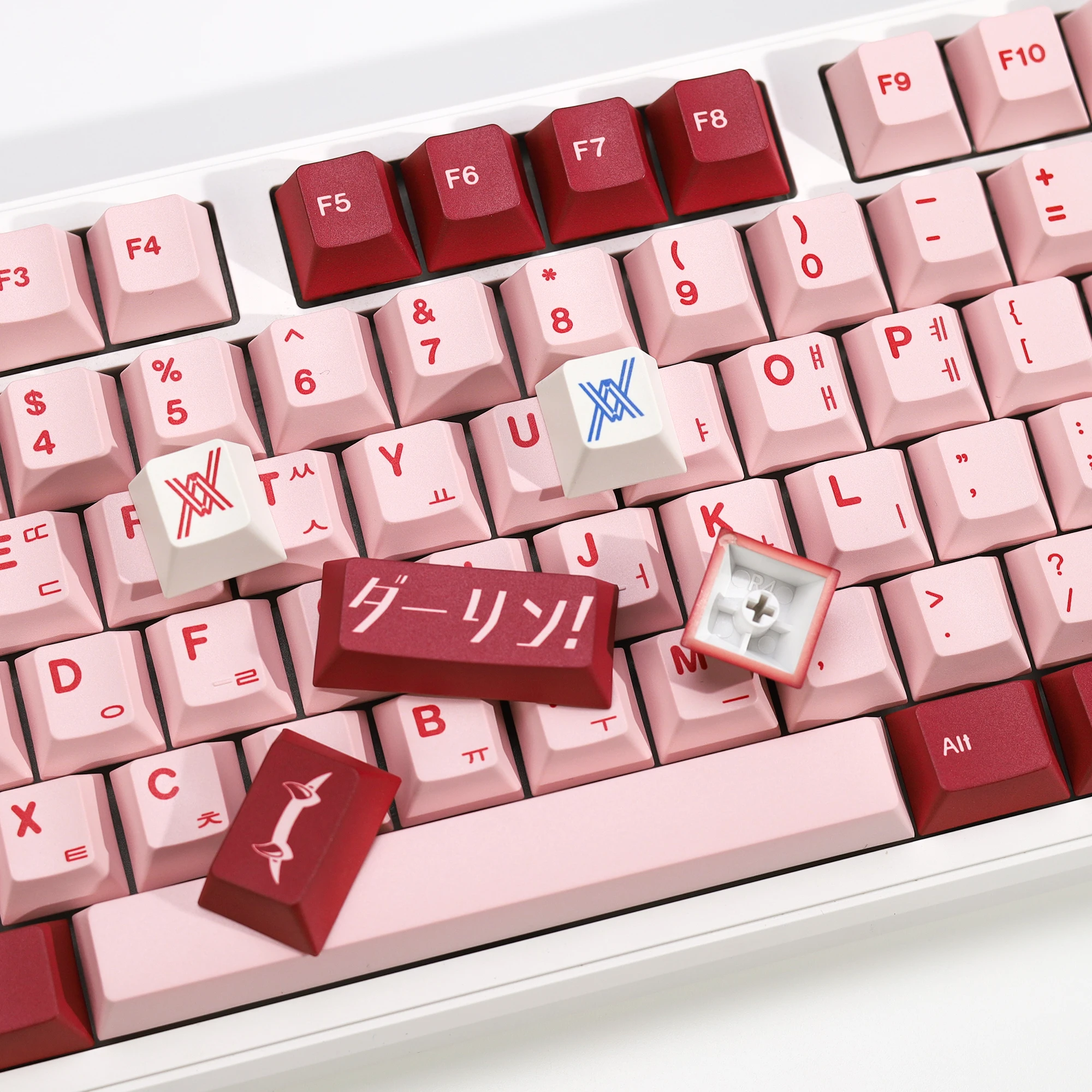 KBDiy GMK Darling Keycaps coreano PBT Retro rojo Alice ISO Cherry perfil Keycap personalizado para MX Switch 60 Teclado mecánico Gamer - imagen 4