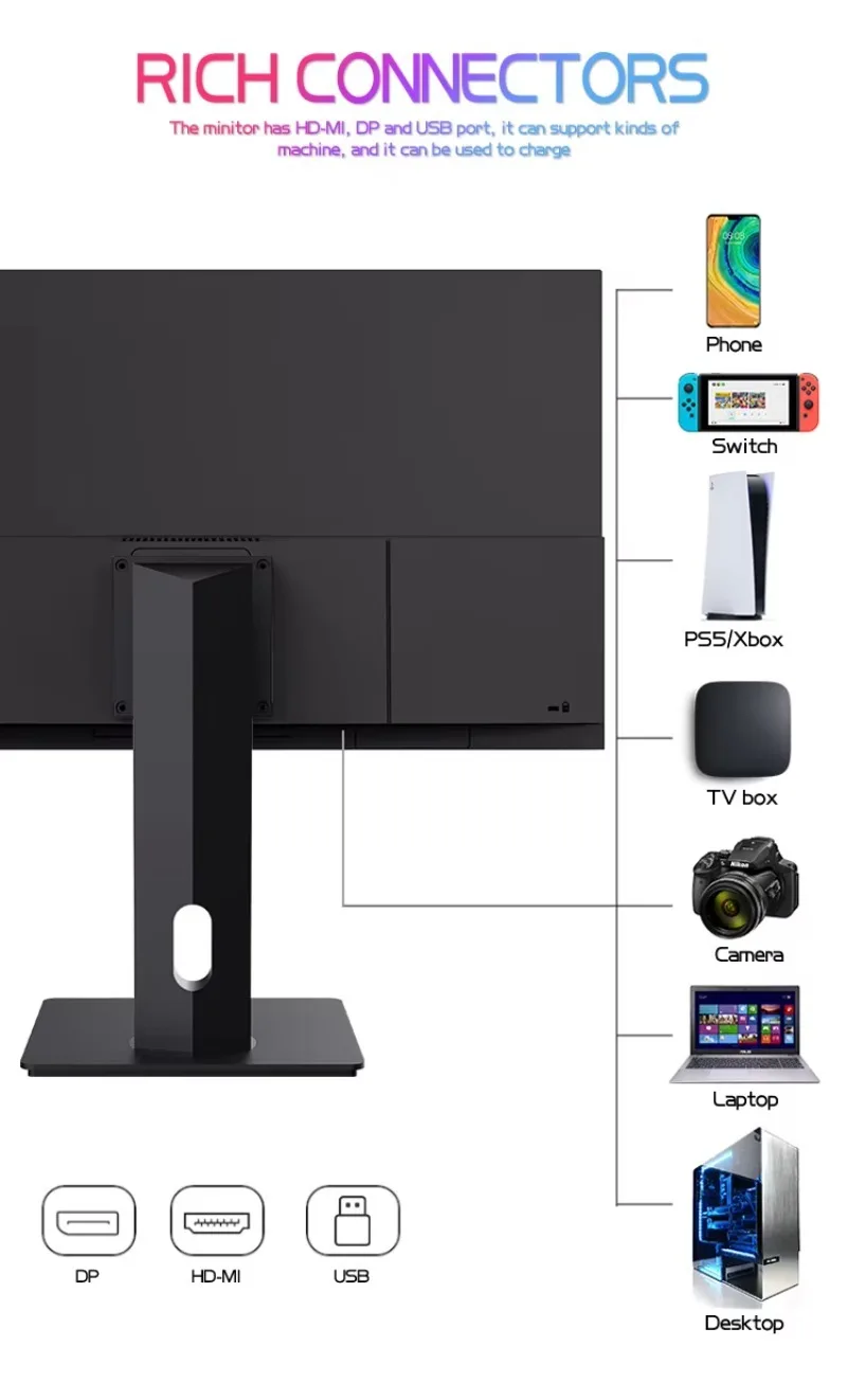 Monitor de computadora IPS LCD 24 pulgadas 27 pulgadas HDR 3840*2160P 4K UHD - imagen 3