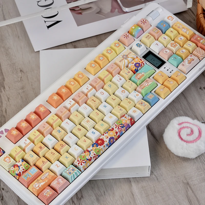 125 teclas girasol 5 lados sublimación de tinte teclas PBT perfil de cereza teclado tapa para interruptores Cherry MX teclado para juegos - imagen 4