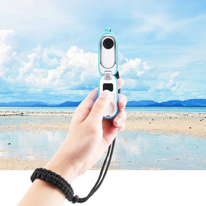 Funda de silicona 2 en 1, cubierta de batería, carcasa protectora, correa de muñeca ajustable, juego de cuerdas trenzadas para accesorios de cámara Insta360 GO 2 - imagen 5