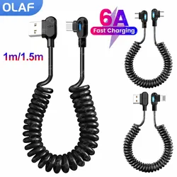 Cable USB-C de Carga Rápida en Espiral y Doble Codo