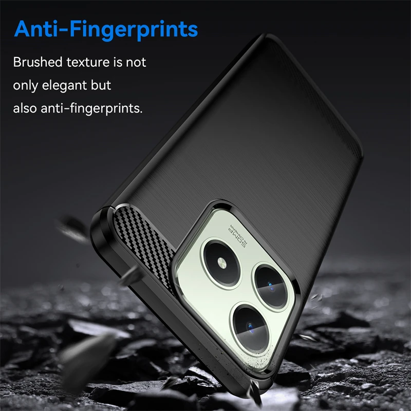 Para OPPO Realme C61 funda Realme C61 Capas armadura fibra de carbono a prueba de golpes teléfono parachoques trasero suave TPU Fundas Realme C61 C 61 - imagen 4