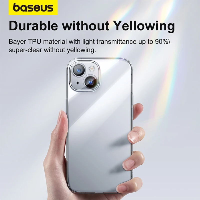 Funda transparente Baseus para iPhone 15 Pro Max Plus, funda suave de TPU con lente completa a prueba de golpes, funda transparente para iPhone 15 - imagen 4