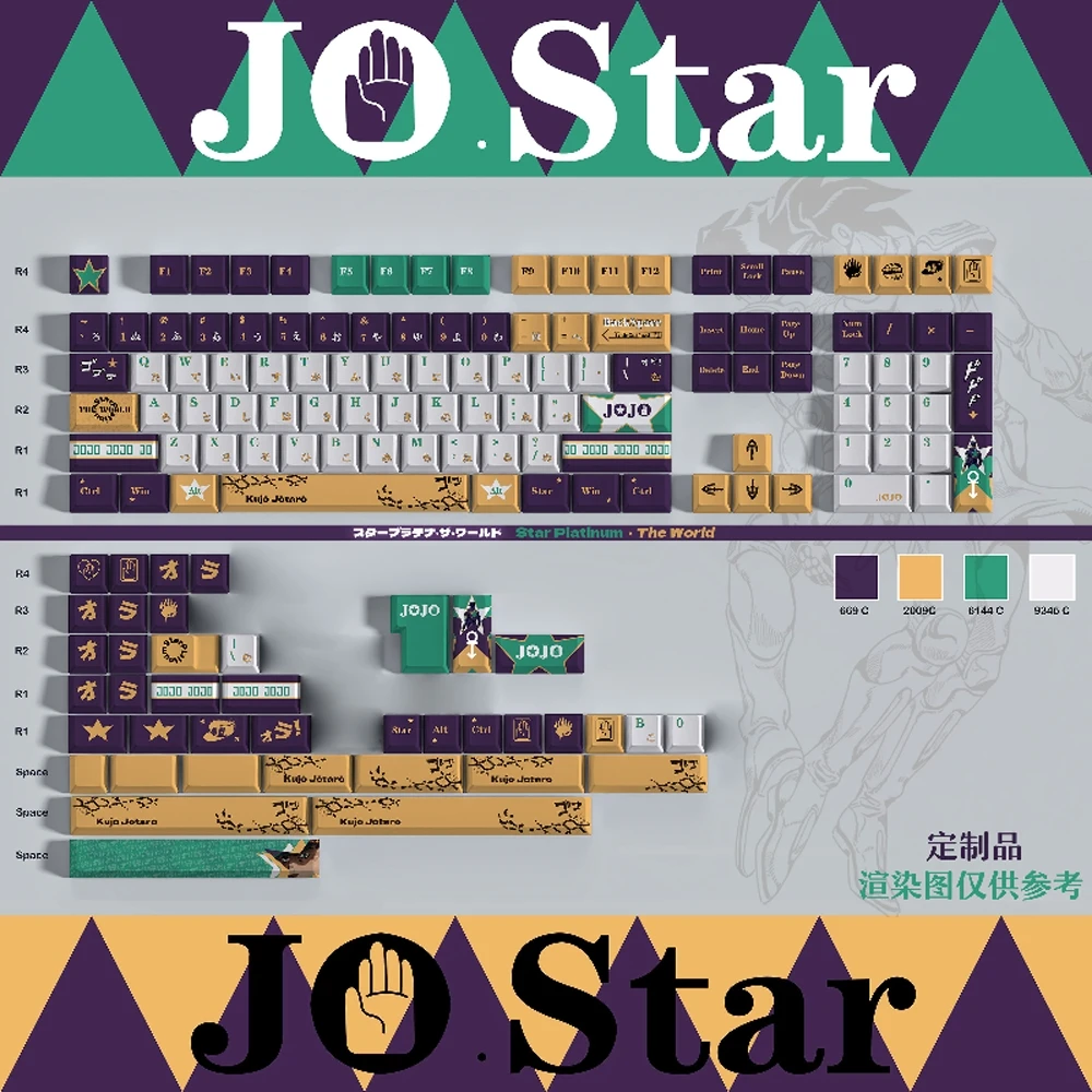Juego de teclas con tema de JoJo's Bizarre Adventure, perfil de cereza PBT, teclas originales personalizadas hechas a mano para teclado mecánico, regalo DIY