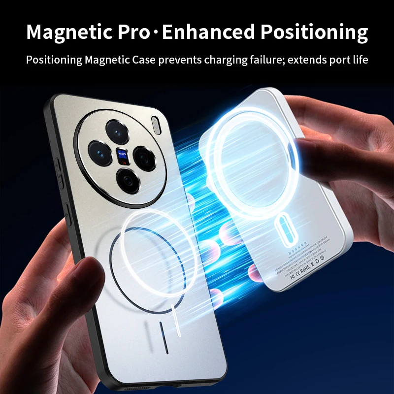 Funda de teléfono magnética Magsafe ultrafina y mate para VIVO X200 Pro X 200, marco de silicona suave, cubierta de carga inalámbrica a prueba de golpes - imagen 2