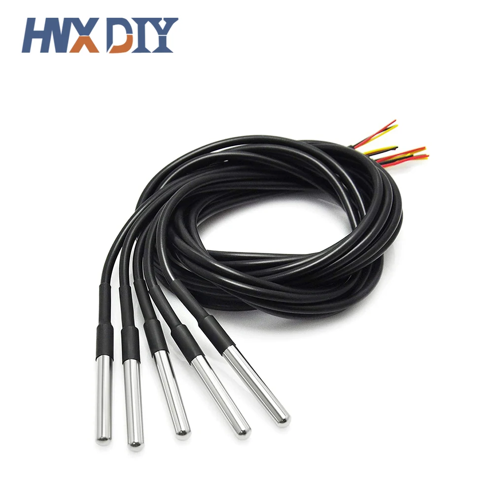 10 Uds. Sensor de temperatura de sonda de temperatura de rosca DS18B20 impermeable paquete de acero inoxidable 1m 2m 3m 5m cable 18B20 para arduino - imagen 2