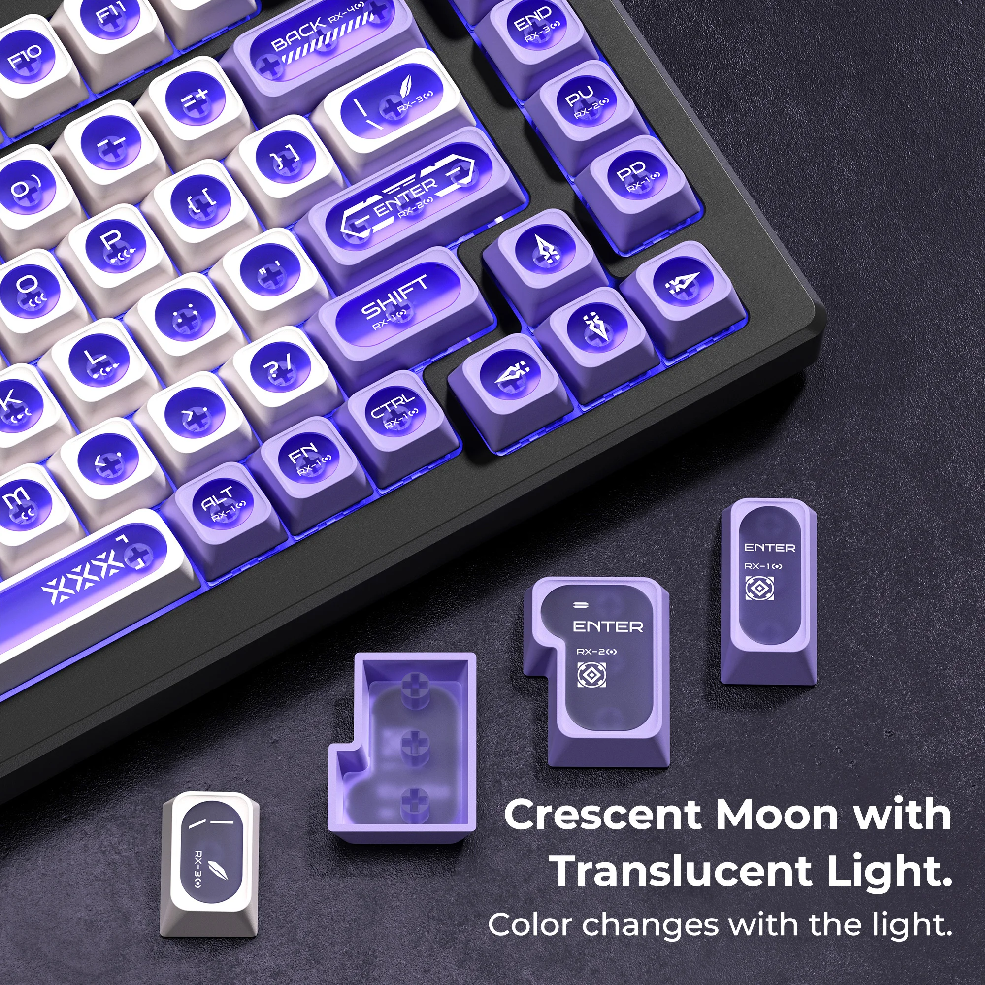 XVX Purple Cats eye Nuevo perfil MAX Juego de teclas PBT de doble disparo Teclas translúcidas de 136 teclas - imagen 5