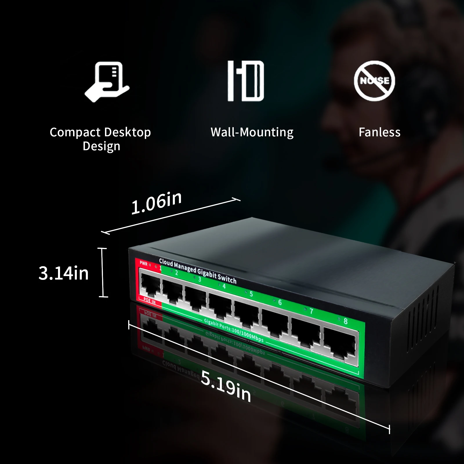 Conmutador Ethernet Gigabit gestionado por la nube, conmutador de red de 8 puertos, 48V, extensor de red POE de escritorio, 100/1000Mbps, SFP, interruptor gestionado por aplicación - imagen 2