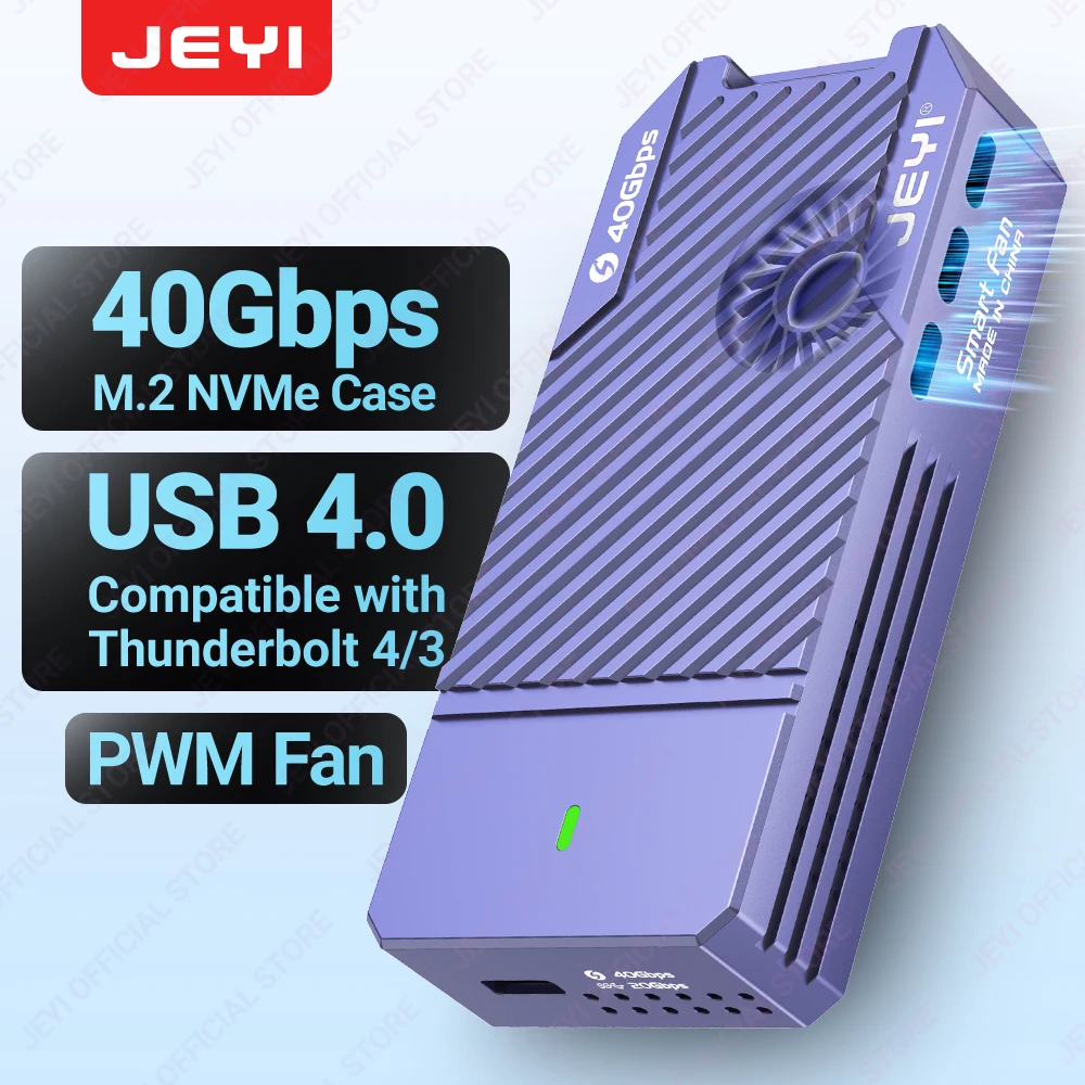 JEYI Carcasa NVMe M.2 2280 40Gbps con ventilador PWM USB-C para SSD - imagen 2