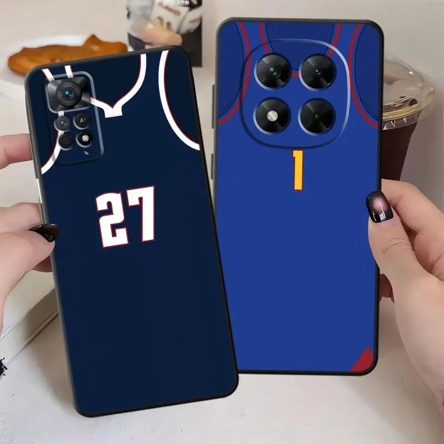 Funda de teléfono suave negra para Xiaomi Redmi Note 9S 10S 11s 7 8 13 14 Pro Plus 9 10 11 12 Pro 12s diseño Digital de baloncesto