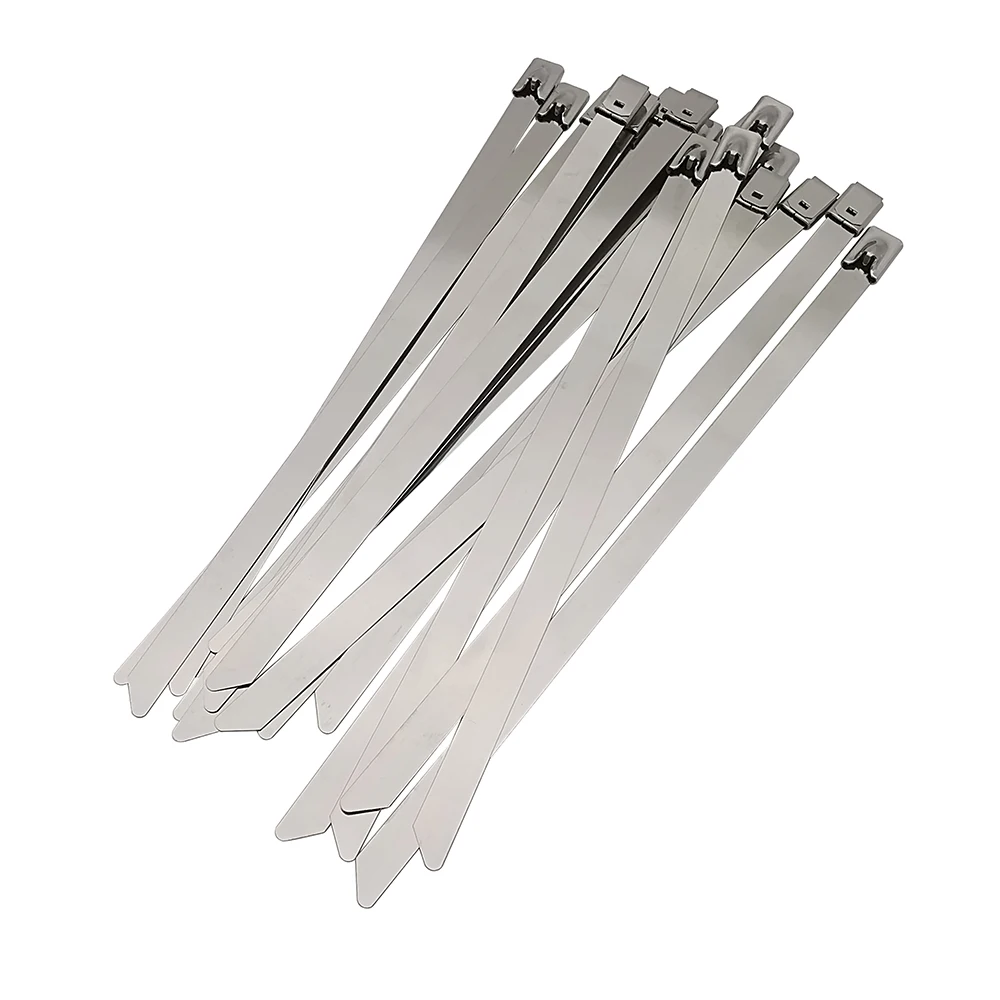 Bridas autoblocantes de acero inoxidable, bridas de Metal con cierre de escape, bloqueo multifuncional, longitud de 7,9/100/200/300mm, 20 piezas, 400mm - imagen 3