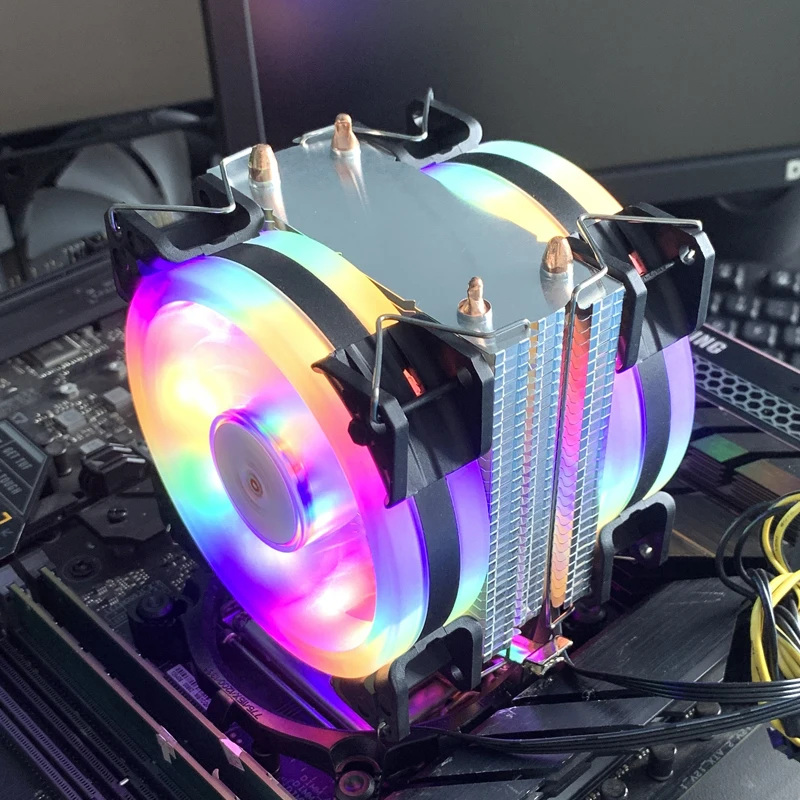 Enfriador de aire de CPU, procesador de PC silencioso PWM de 4 pines, radiador RGB para Intel LGA 1150 1151 1155 1200 1700 2011 1366 AM3 AM4 AM5, ventilador de refrigeración - imagen 2