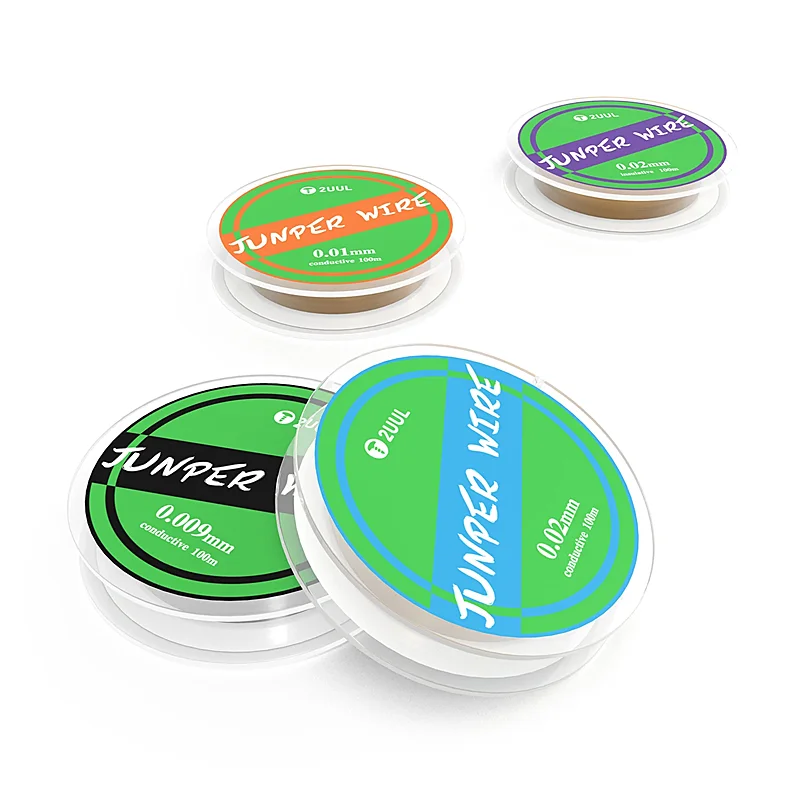 2UUL 0.01 0.02 0.009mm 100m Ultrafine Jumper Wire Insulative/Conductive Phone Fingerprint Dedicated Silver Flying Line - imagen 2