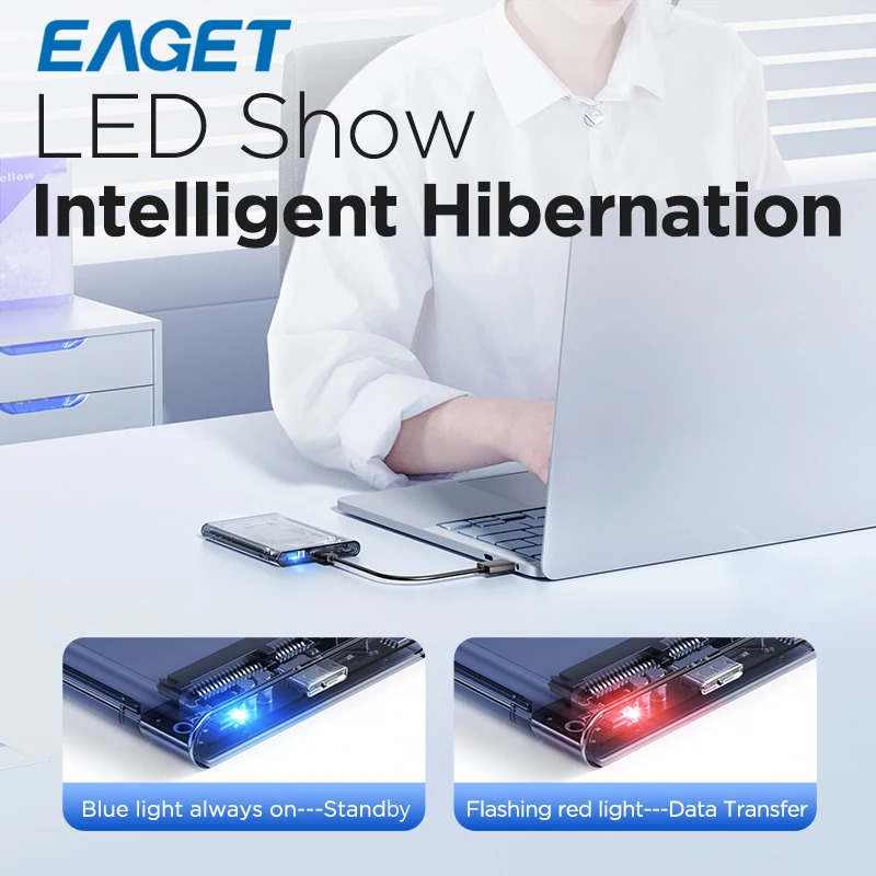 Eaget HDD Case 2.5in SATA a USB 3.0 Caja de disco duro para disco SSD HDD Box USB C 3.1 Gen 2 Caja HD HD HD externo - imagen 5