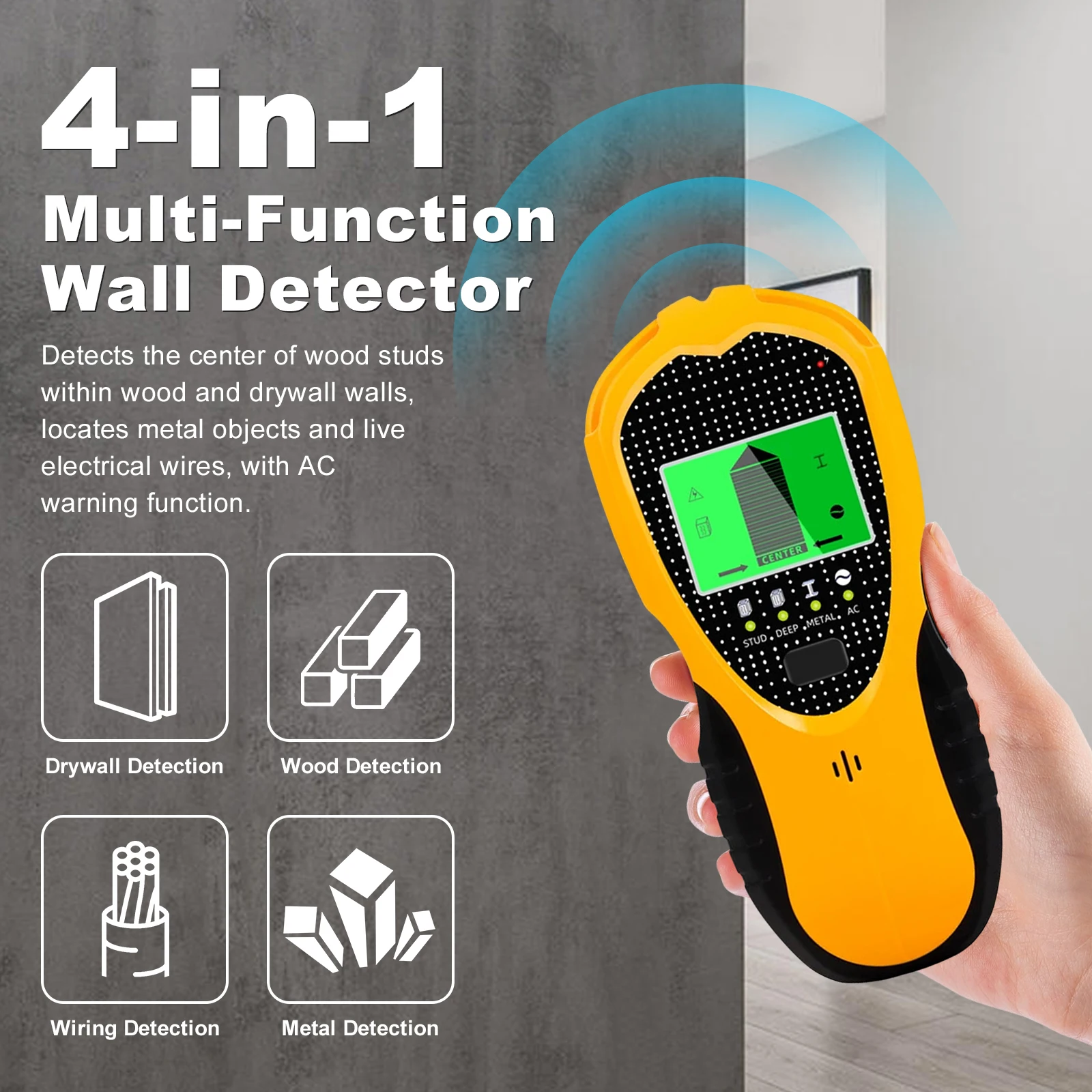 Herramienta buscador de vigas 4 en 1, pantalla LCD, buscador electrónico de vigas de madera para pared, Sensor Digital de vigas para madera, Metal y detección de cables de CA - imagen 2