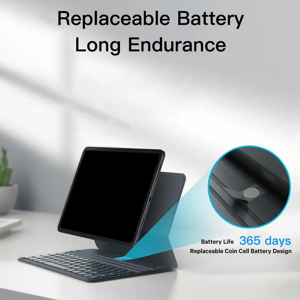 QUKAM-Teclado mágico con Bluetooth para iPad 2025, A16, funda para iPad 2024 Pro Air 13 M3 Pro 11, teclado inalámbrico de 12,9 pulgadas, soporte para tabletas - imagen 3