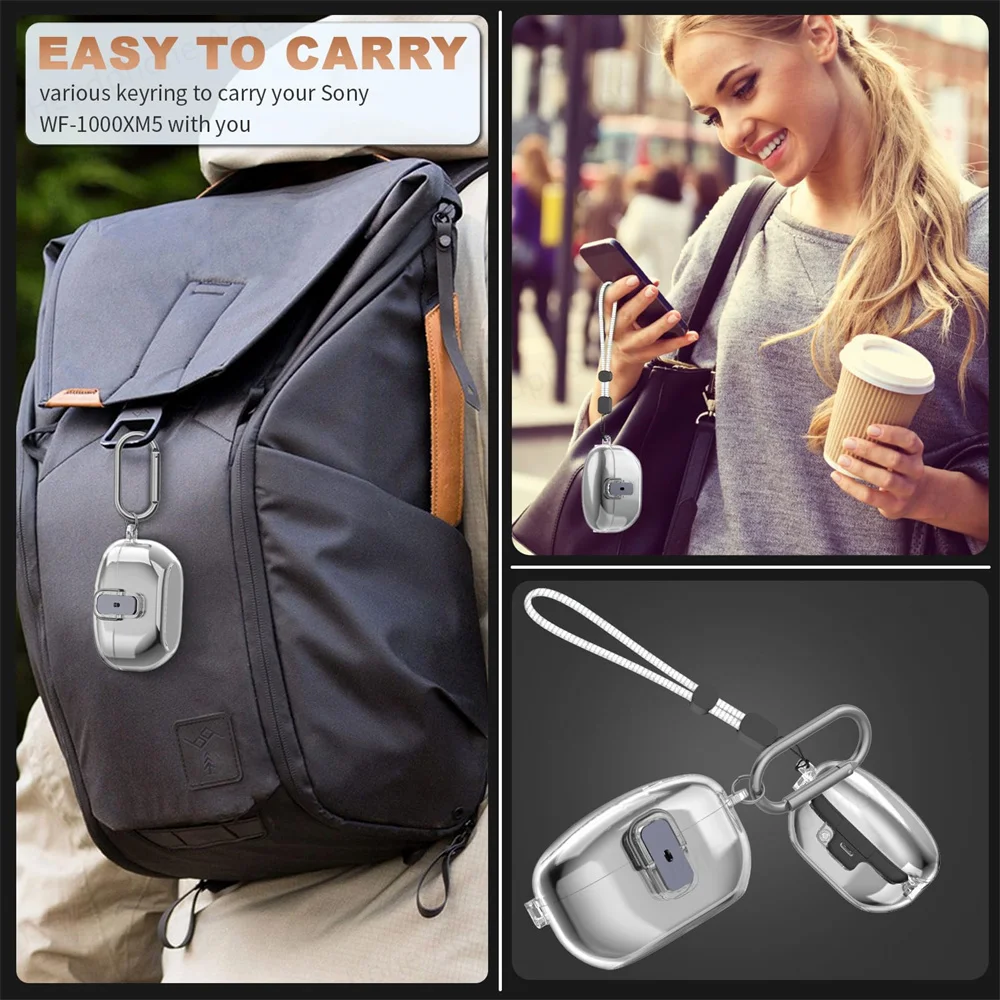 Nuevo para SONY-Wf 1000XM5 funda con interruptor funda para auriculares llavero transparente Protector de auriculares inalámbricos para 2023 Sony WF-1000XM5 - imagen 5