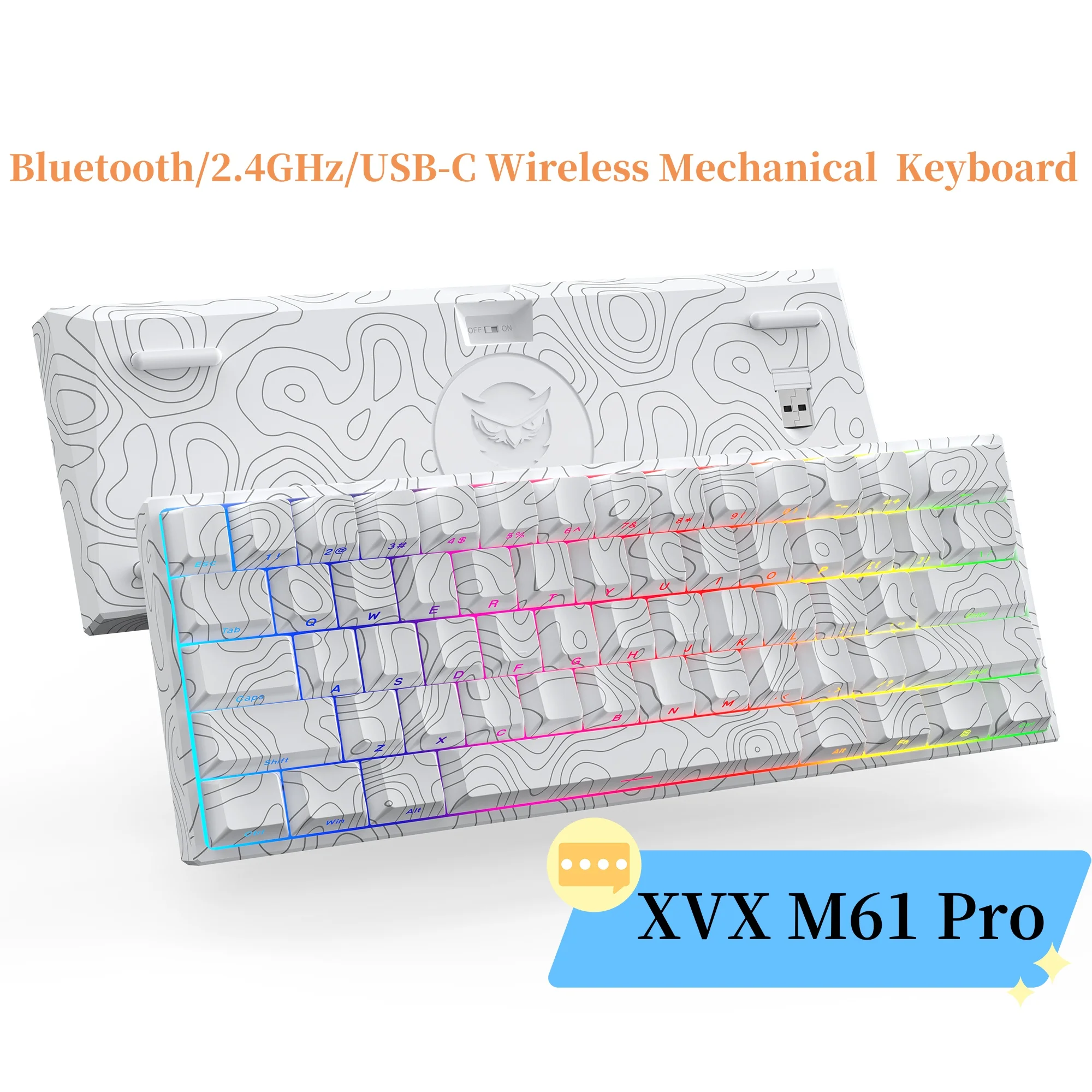 XVX M61 Pro Bluetooth/2,4 GHz/USB-C Teclado mecánico inalámbrico para jugar teclado intercambiable en caliente interruptor prelubricado teclado personalizado - imagen 2