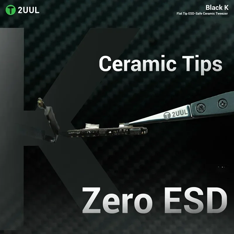 Pinzas de cerámica 2UUL TW32 ESD para mantenimiento de teléfonos móviles, marco rápido de alta precisión, eliminación de pegamento, puntas planas, pinzas de sujeción - imagen 2