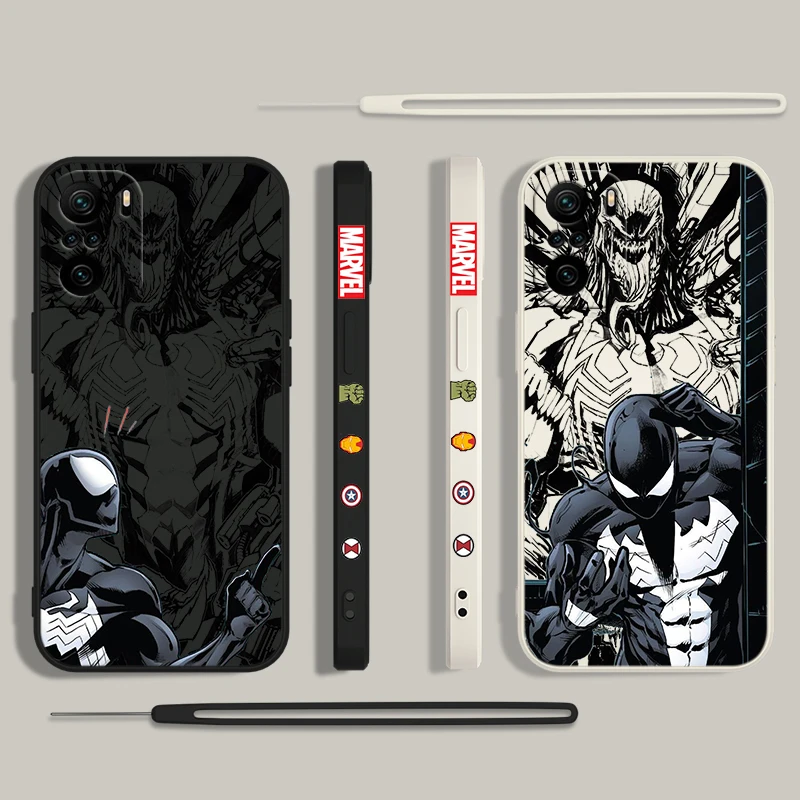 Marvel Villain Venom para Xiaomi Redmi Note 13 12 12Pro 11 11S 11T 10S 10 Pro Plus 5G Liquid Left Rope Phone Case - imagen 5