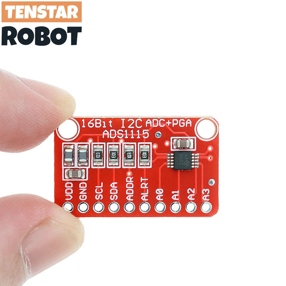 TENSTAR 2 uds/5 uds ADS1115 módulo placa roja 16 Bit I2C ADC 4 canales con amplificador de ganancia profesional - imagen 4