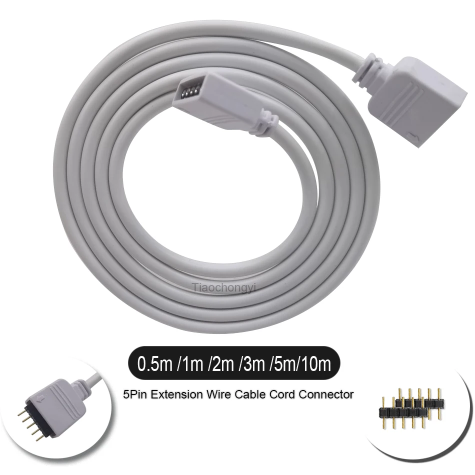 Cable de extensión LED RGBW, conector de tira de luz, 5 pines, 1M, 2M, 3M, 4M, 5M, 10M, 12-24V, 5050