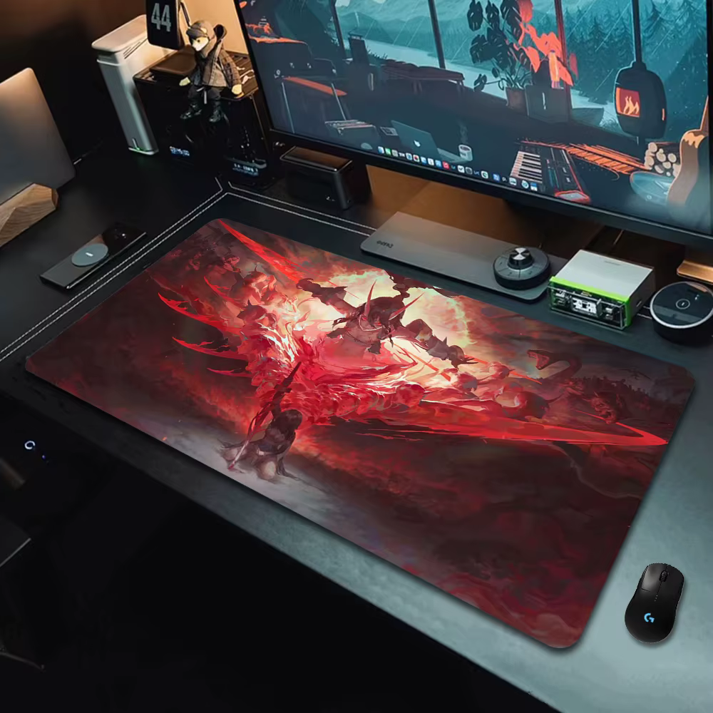 Oni-alfombrilla de ratón grande XXL para ordenador portátil, alfombrilla de ratón para Gaming de Japón, teclado con borde de bloqueo grande de 1000x500mm, alfombrilla de escritorio - imagen 4