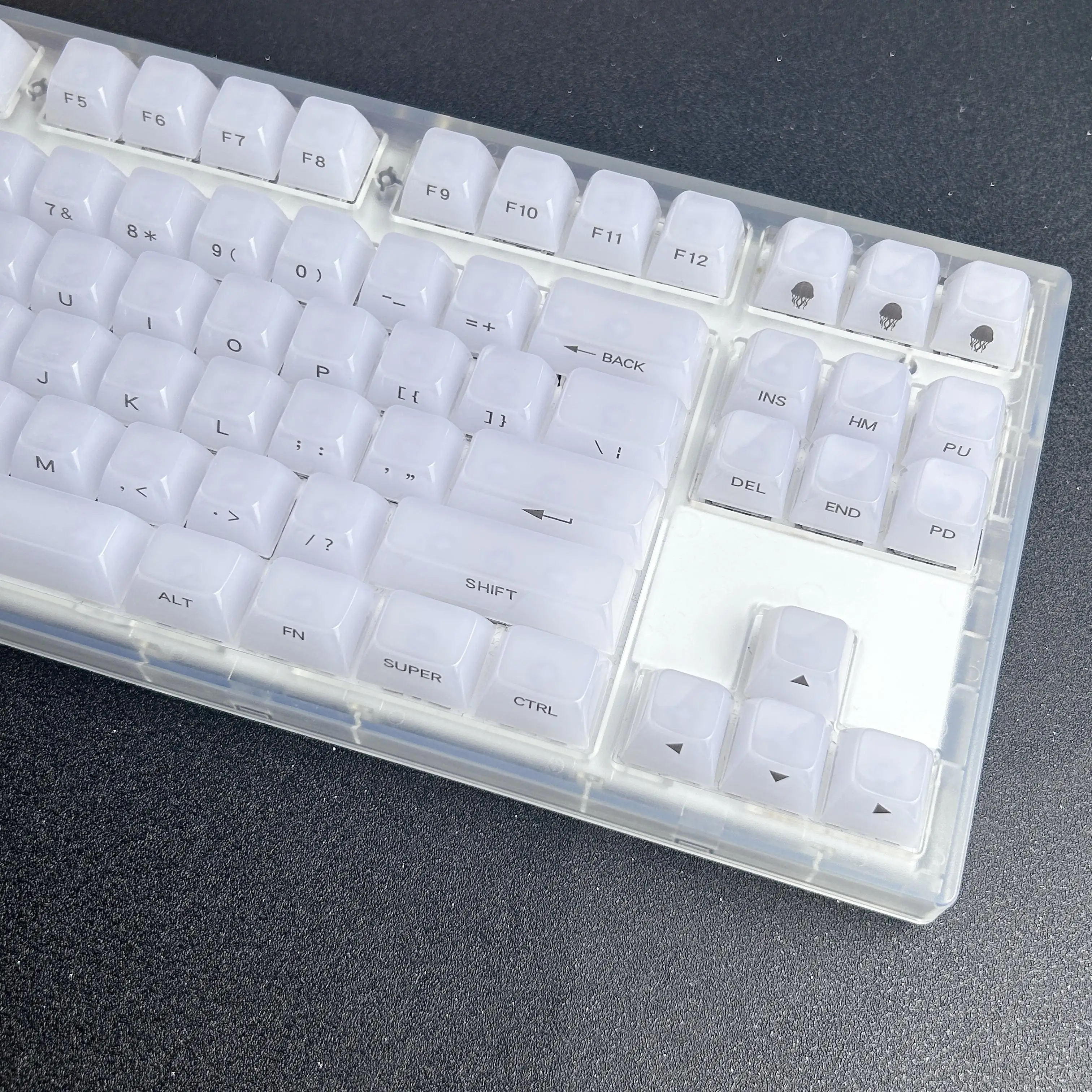 Teclas con grabado lateral de Jade de hielo, perfil MDA, teclas de gelatina translúcidas para PC, tapas de teclado mecánico de medusas transparentes de niebla blanca - imagen 2