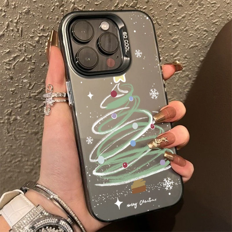 Funda mate con estampado de árbol de Navidad para iPhone 15 16 Pro Max 14 Plus 13 12 11 Pro Max 7 8 Plus XR X XS SE2, funda de teléfono a prueba de golpes - imagen 4