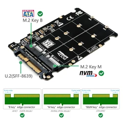 Adaptador PCIe M.2 NVMe y SATA a U.2 SFF-8639 para PC Sobremesa