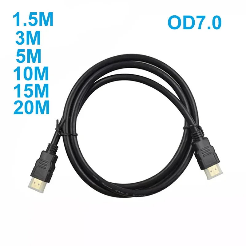 Cable 3D HD 4K, Compatible con HDMI, OD7.0, chapado en oro, macho a macho, versión 1,5, 1,4 M, 2M, 5M, 10M, 15M, 20M