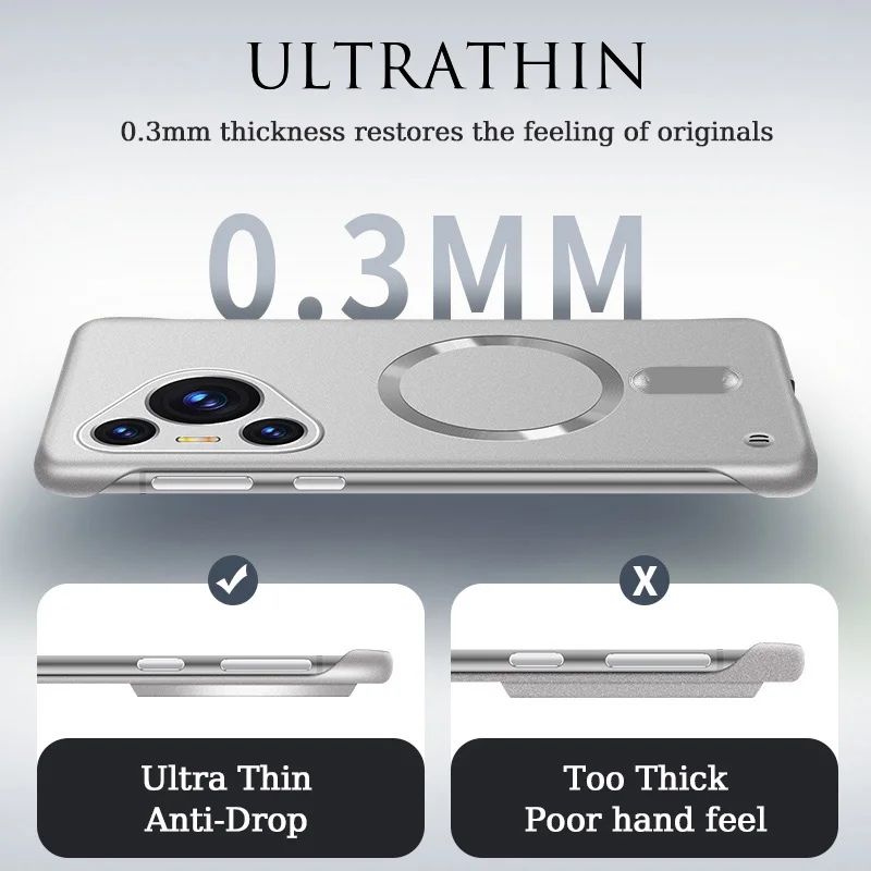 PC dura ultrafina para Magsafe, funda de carga inalámbrica magnética para Huawei Puro 70 Pro P60 P50 P40 Pro, cubierta sin marco a prueba de golpes - imagen 5