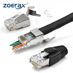 ZoeRax Conector RJ45 Cat8 Cat7 Cat6A Blindado Chapado en Oro