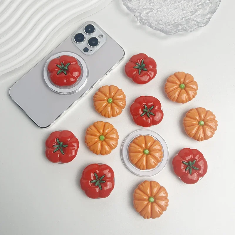 Soporte de teléfono de tomate bonito, soporte de teléfono con agarre magnético para Magsafe, IPhone, Mac, Samsung, anillo seguro, soporte de Airbag expandible para dedo - imagen 5