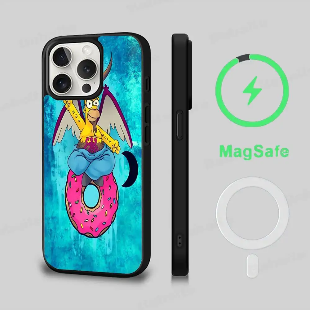 Funda de teléfono con dibujos animados Homer s-simpson, funda magnética para iPhone 16 14 13 12 11 15 Pro Max Plus para cubierta de carga inalámbrica Magsafe - imagen 3