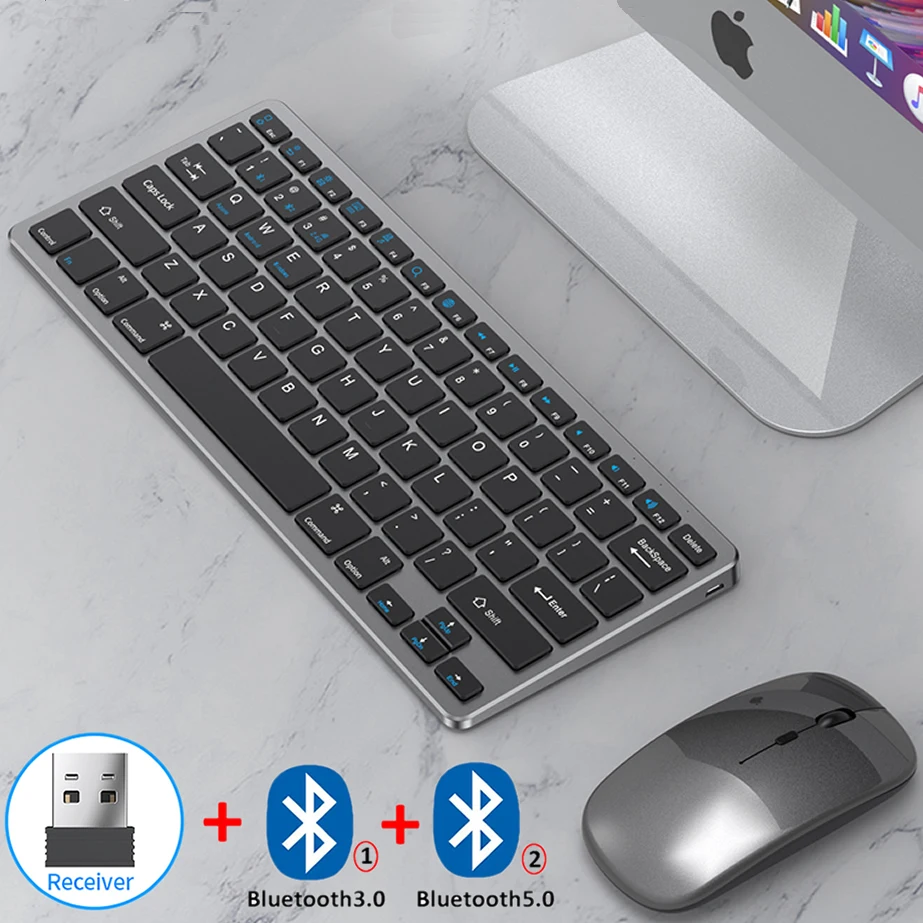 Teclado y Ratón Inalámbrico Bluetooth 5.0 - Set Dual PC TV iPad Mac
